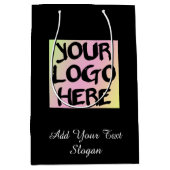 ロゴパーソナライズされたと文字紙のショッピングバッグ ミディアムペーパーバッグ (正面)