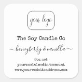 ロゴパーソナライズされたキャンドルラベルを追加する スクエアシール (正面)