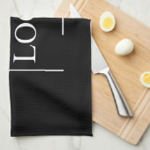 ロゴパーソナライズされたキープサケファームハウス白黒 キッチンタオル (四つ折り)