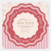 ロゴパーソナライズされたグッズ焼いた自家製ベーカリー スクエアシール (正面)