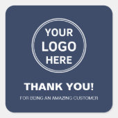 ロゴパーソナライズされたビジネスありがとうネイビーブルー スクエアシール (正面)