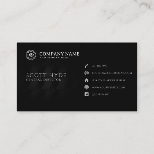 ロゴパーソナライズされたプロフェッショナル黒の追加 名刺 (裏面)