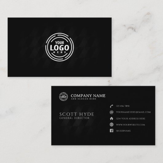 ロゴパーソナライズされたプロフェッショナル黒の追加 名刺 (正面/裏面)
