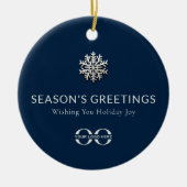 ロゴパーソナライズされたホリデージョイスノーフレークオーナメント セラミックオーナメント (正面)