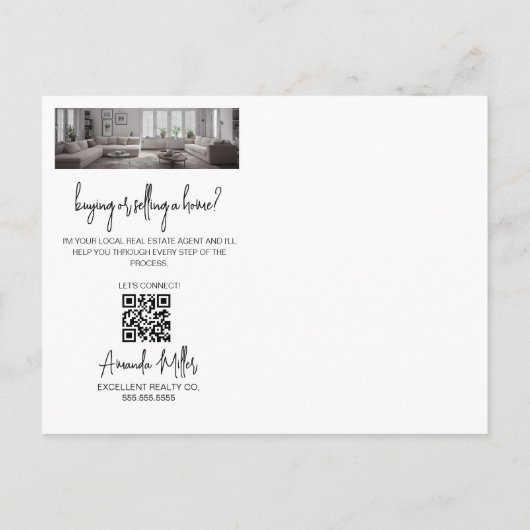 ロゴパーソナライズされた不動産仲介業者ブローカ実在ーEstate Agent ポストカード (裏面)