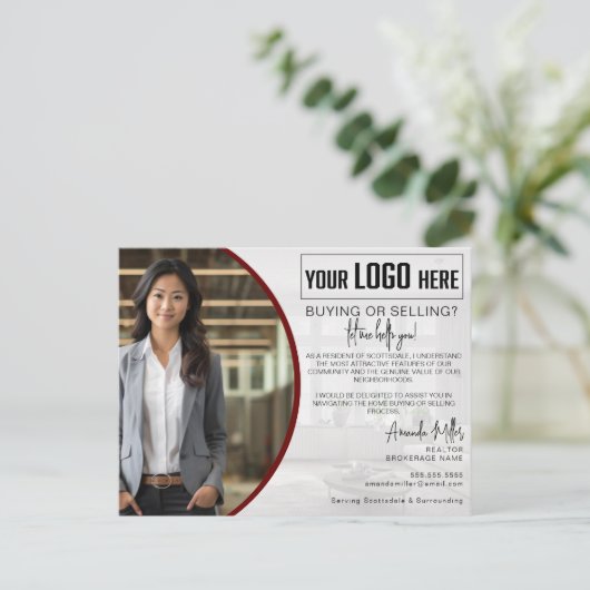 ロゴパーソナライズされた不動産仲介業者ブローカ実在ーEstate Agent ポストカード (スタンド正面)