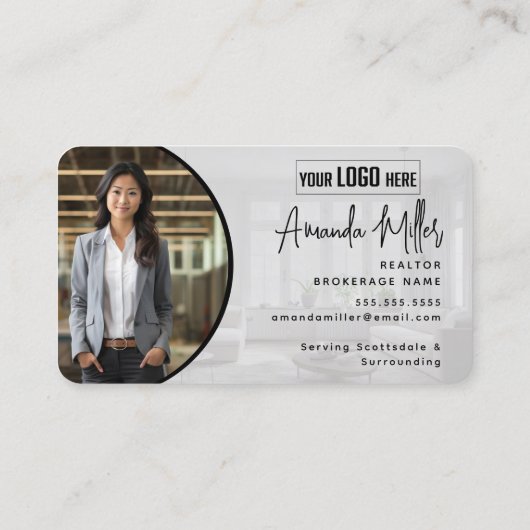 ロゴパーソナライズされた不動産仲介業者ブローカ実在ーEstate Agent 名刺 (裏面)