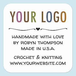 ロゴパーソナライズされた付きラブステッカーで手作り スクエアシール