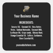 ロゴパーソナライズされた付き黒の原料リスト スクエアシール (正面)