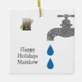 ロゴパーソナライズされた配管用手付き建築業者ホワイト セラミックオーナメント (正面)