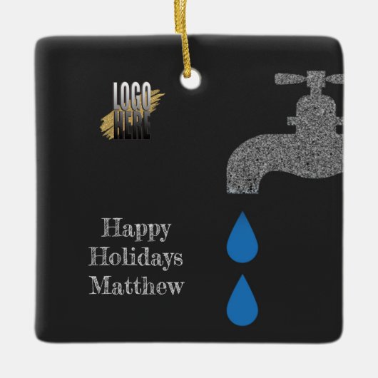 ロゴパーソナライズされた配管用手作り業者 セラミックオーナメント (正面)