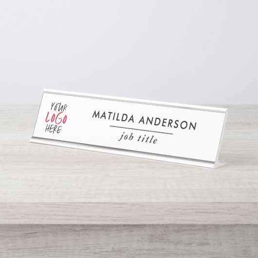 ロゴパーソナライズされたOfficeおよびBusiness Sign デスクネームプレート (正面)