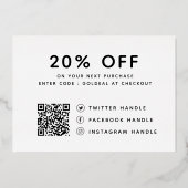 ロゴパーソナライズされたQRコードありがとう割引カード 箔シーズンカード (裏面)