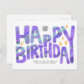 ロゴパープルおもしろいクレヨン手書き星誕生日 ポストカード (正面/裏面)