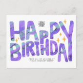 ロゴパープルおもしろいクレヨン手書き星誕生日 ポストカード (正面)