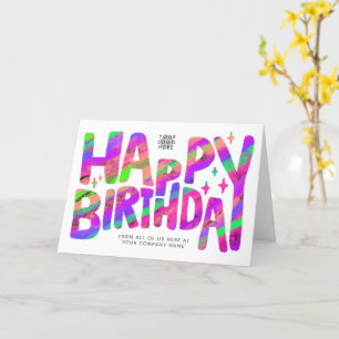 ロゴパープルグリーンおもしろいクレヨン手書き誕生日 カード