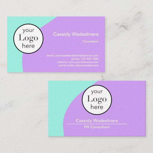 ロゴパープルティール(緑がかった色)名刺 名刺 (正面/裏面)