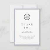 ロゴビエレガントジネス付きの埃っぽい青植物 サンキューカード (正面)