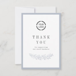 ロゴビエレガントジネス付きの埃っぽい青植物 サンキューカード