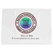 ロゴビジネスありがとうショッピングバッグカスタム ラージペーパーバッグ (正面)