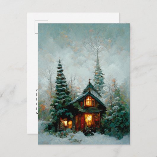 ロゴビジネスのクリスマスコテージはがき ポストカード (正面/裏面)