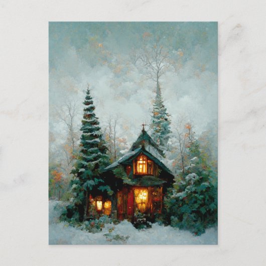 ロゴビジネスのクリスマスコテージはがき ポストカード (正面)