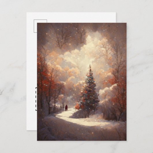 ロゴビジネスのクリスマスツリーはがき ポストカード (正面/裏面)