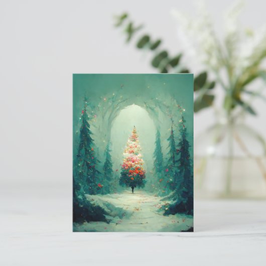 ロゴビジネスのクリスマスツリーはがき ポストカード (スタンド正面)