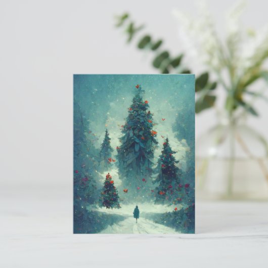 ロゴビジネスのクリスマスツリーはがき ポストカード (スタンド正面)