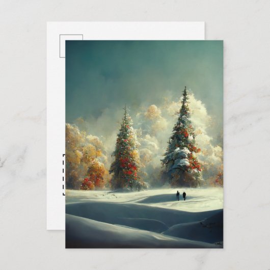 ロゴビジネスのクリスマスツリー横はがき ポストカード (正面/裏面)