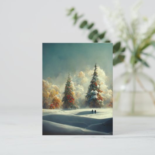 ロゴビジネスのクリスマスツリー横はがき ポストカード (スタンド正面)