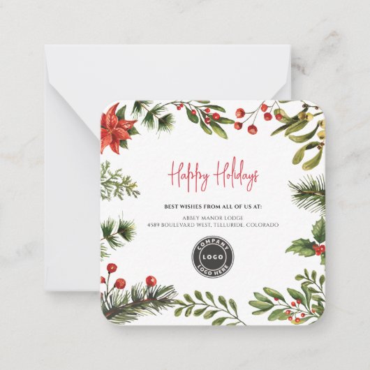 ロゴビジネスのクリスマス休暇の企業の追加 ノートカード (正面)