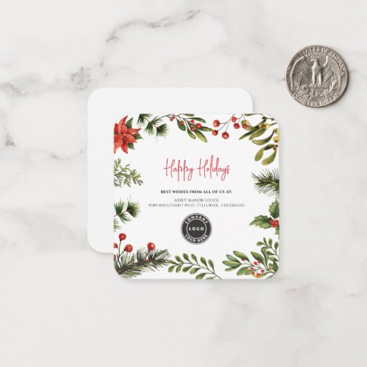 ロゴビジネスのクリスマス休暇の企業の追加 ノートカード (正面/裏面インサイチュ)