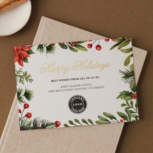 ロゴビジネスのクリスマス金ゴールドの追加 箔シーズンカード