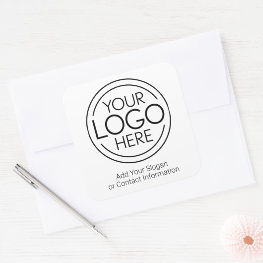 ロゴビジネスのミニマル企業のリストのモダン追加 スクエアシール (封筒)