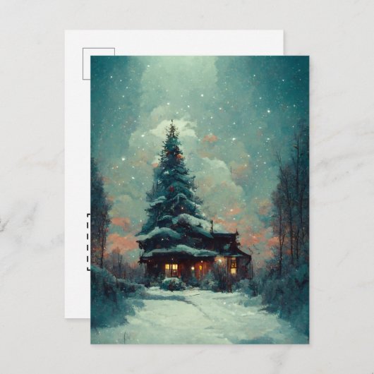 ロゴビジネスクリスマスコテージ3葉書 ポストカード (正面/裏面)