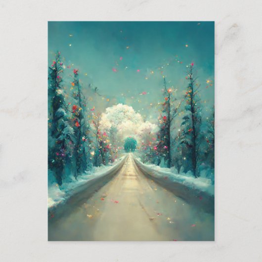 ロゴビジネスクリスマスライトロードポストカード ポストカード (正面)