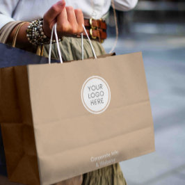 ロゴビジネススタイリッシュベージュ企業の ラージペーパーバッグ