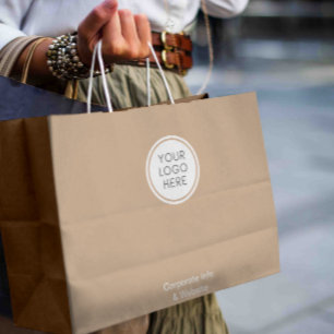 ロゴビジネススタイリッシュベージュ企業の ラージペーパーバッグ