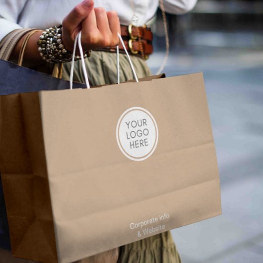 ロゴビジネススタイリッシュベージュ企業の ラージペーパーバッグ