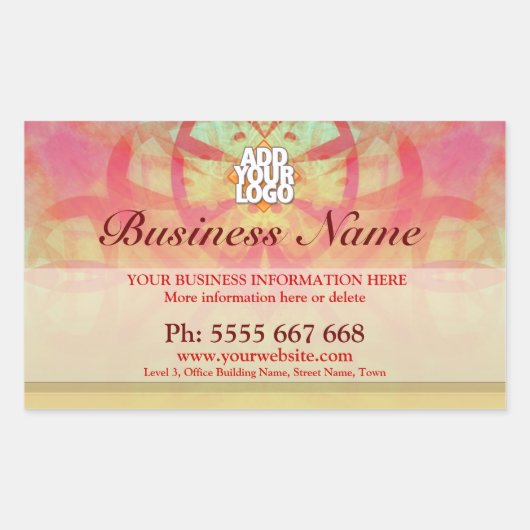 ロゴビジネスステッカー付きグレンジアートアブストラクト 長方形シール (正面)