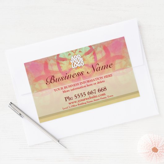 ロゴビジネスステッカー付きグレンジアートアブストラクト 長方形シール (封筒)