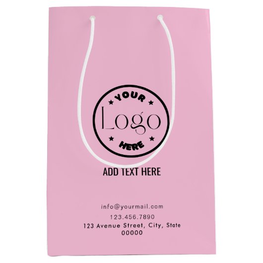 ロゴビジネスプロフェッショナルピンク | QRコード ミディアムペーパーバッグ (正面)