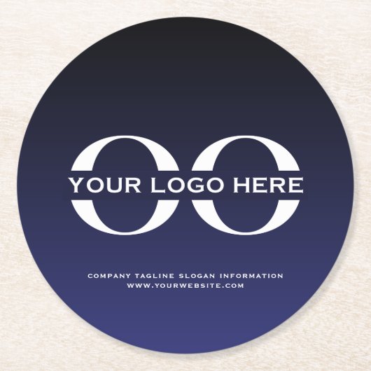 ロゴビジネス企業のカンパニーNavy Blue ラウンドペーパーコースター (正面)