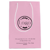 ロゴビジネス企業のプロフェッショナルピンク ミディアムペーパーバッグ (正面)