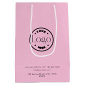 ロゴビジネス企業のプロフェッショナルピンク ミディアムペーパーバッグ (裏面)