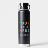 ロゴビジネス企業の会社ミニマリストブラック ウォーターボトル (背面)