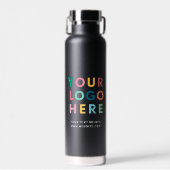 ロゴビジネス企業の会社ミニマリストブラック ウォーターボトル (正面)
