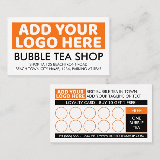 ロゴビジネス会社ブランドカラーシンプル ロイヤリティカード (正面/裏面)