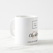 ロゴビジネス白金ゴールドモノグラムイニシャルスクリプト コーヒーマグカップ (正面左)